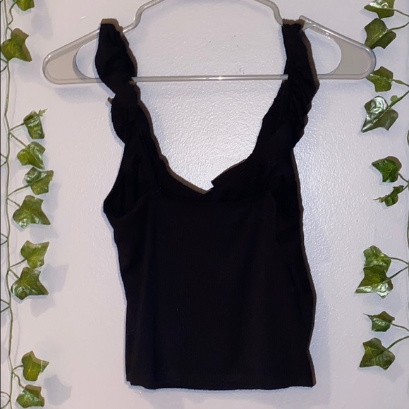 Women’s Forever 21 Black Ruffle Tie Crop Top Medium - Picture 6 of 7